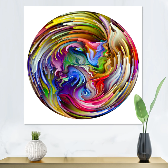 Designart 'Circle Colorful Liquid Color X' Modern Canvas Art Print