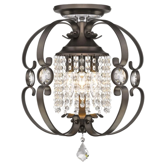 Golden Lighting Ella Etruscan Bronze Steel Semi-flush Light