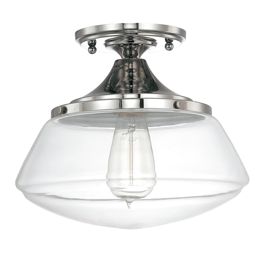 Transitional 1-light Polished Nickel Flush Mount - Polished Nickel - Polished Nickel