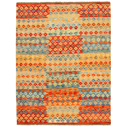 ECARPETGALLERY Flat-weave Bold and Colorful Multi Color Wool Kilim - 5'3 x 6'7