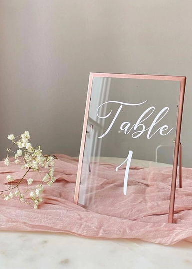 Rose Gold Table Numbers - Custom Number Holders, Wedding Stands, Frames, Chart, Boho