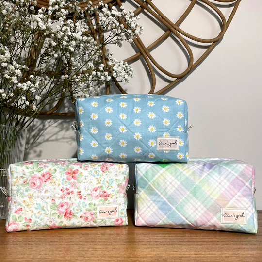 Quilted Cosmetic Bag-Makeup Bag-Toiletry Bag-Pencil Case