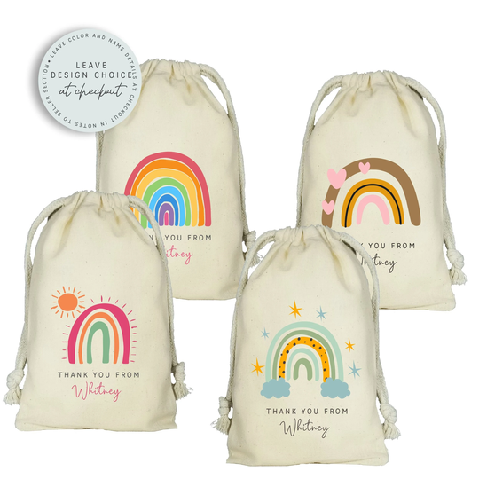 Modern Rainbow Party Favor Bags, Bohemian Art Favors, Custom Decor, Bag, Bag