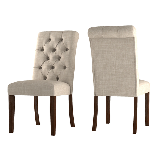 Benchwright Linen Tufted Dining Chair with Brown Finish Legs (Set of 2) by iNSPIRE Q Artisan
