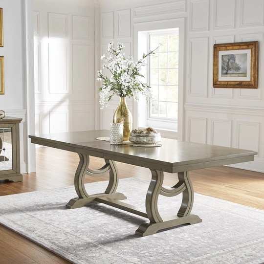 The Gray Barn Camilla Trestle Base Extending Dining Table - Walnut - Dining Table