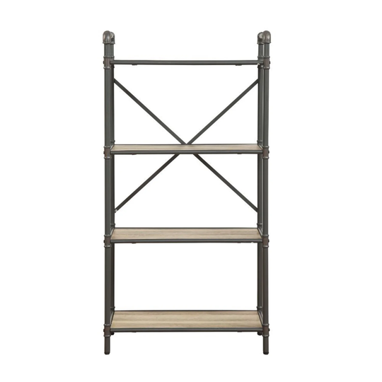 Rectangular 4 Tier Bookshelf in Antique Oak