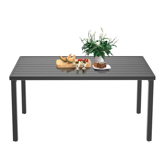 60"Outdoor Patio Metal Dining Table in Black