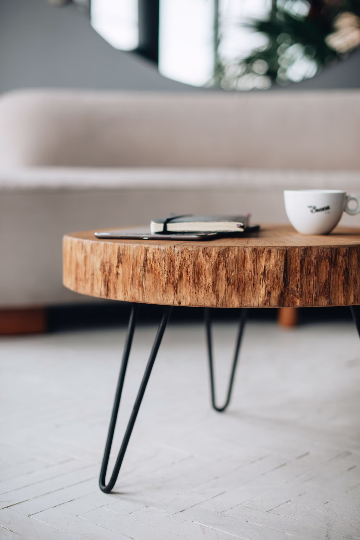 Coffee Table, Wood Live Edge Mid Century Modern Tables, Hairpin Legs, Gift