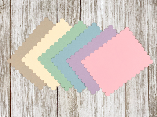 4" X 5.25" Scalloped Pastel Color Flat Note Cards | No Hole/Colorful Blank Card Stock Inserts A2 Note Cards Set Of 12