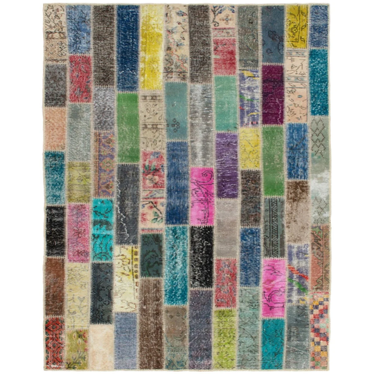 ECARPETGALLERY Hand-knotted Color Transition Patchwork Multi Wool Rug - 5'3 x 7'6
