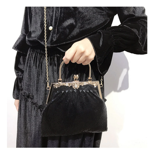 Gatsby Roaing 1920S Style Shiny Sequins Flower Evening Purse Large Pearl Flapper Clutch Bag Wedding Party Prom Gift For Mom Wife Girlfriend