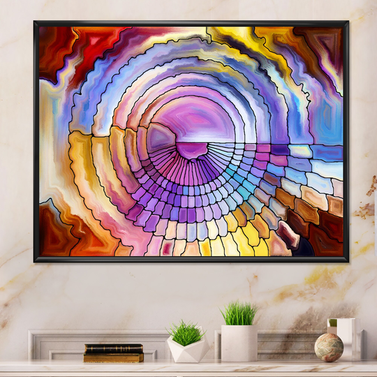 Designart 'Colorful Stained Glass Ii' Modern Framed Canvas Wall Art