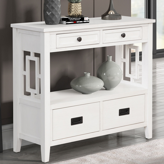EYIW 36'' Farmhouse Pine Wood Console Table Entry Sofa Table with 4 Drawers & 1 Storage Shelf for Entryway Living Room