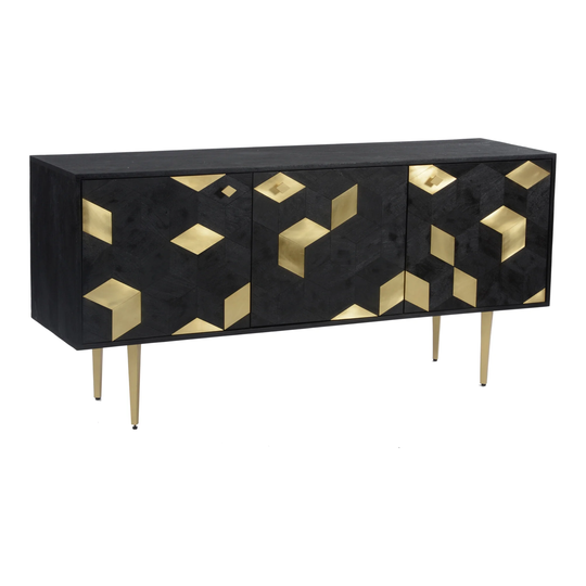 Aurelle Home Modern Solid Mango Wood and Iron Sideboard