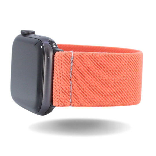 Elastic Watch Band For Apple - All Series | Models 1 8, Se, Ultra Solid Coral Orange Bright Nature Boho