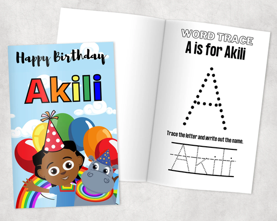 Personalized Akili & Me Coloring Book| Party Favors| Custom Thank You