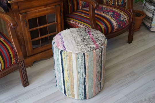Living Room Bedroom Kitchen Game Kids Floor Pouf Round Decorative Modern Minimalist Contemporary Decor Cotton Chair 18x18 Inches