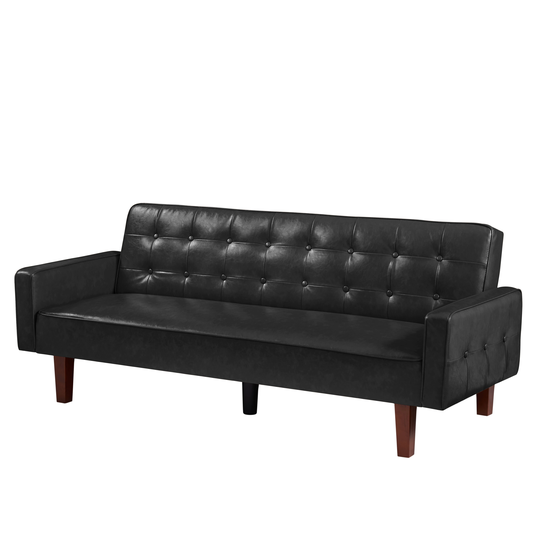 Wooden Legs Faux Leather Living Room Sofa Couch