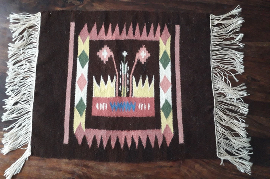 Handwoven Table Topper With Fringes. Swedish Vintage 1970S