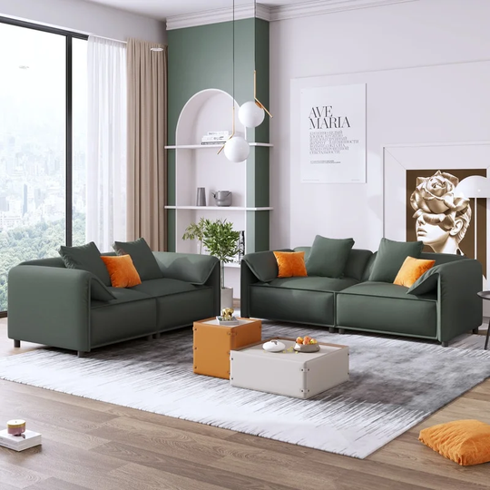 2-Piece Modern Sofa Set With 4 Tosiing pillows