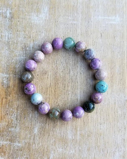 Opal Gemstone Beaded Bracelet, Colorful Stretchy 10mm Pink Purple Blue Green Bracelet