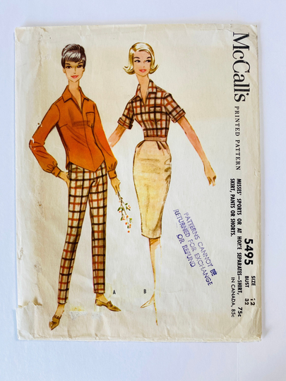 Mccall's 5495 Bust 32" Vintage 1960S Sewing Pattern 1960 Dress 60S Mod Pencil Skirt Top Blouse Shirt