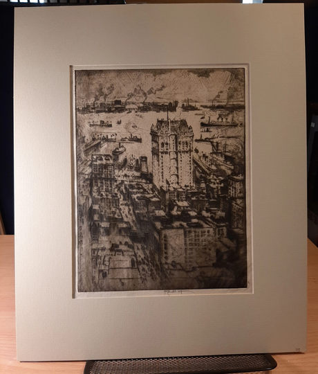 Joseph Pennell | American 1857-1926 "The West Street Building", Etching, 1908, Signed in Pencil, | Free Shipping