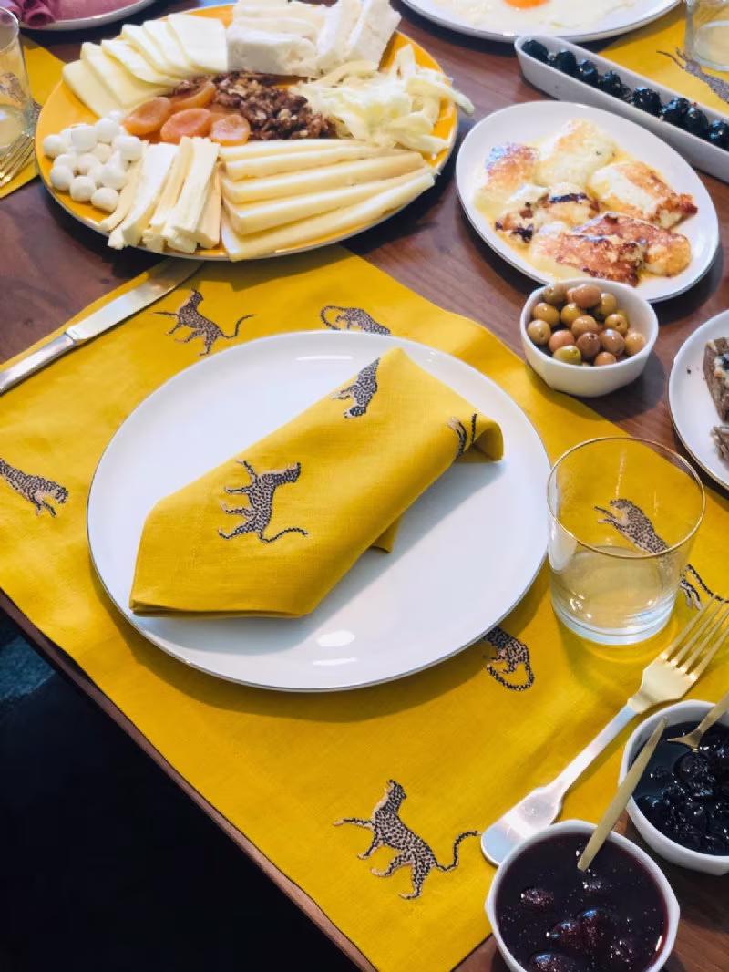 Table Linen Napkins - Leopard Pattern Yellow Set Of 4 6 8 Cloth Unique Housewarming Gift Decorative Linens