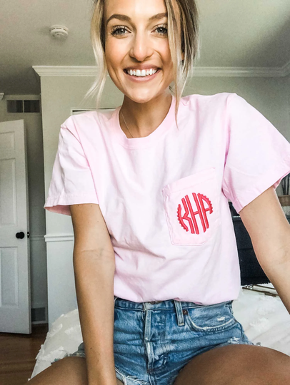 Comfort Color Tee | Monogram Pocket Tee| Personalized Colors Short Sleeve| Bridal Party Shirts| Bridesmaids Ships Free