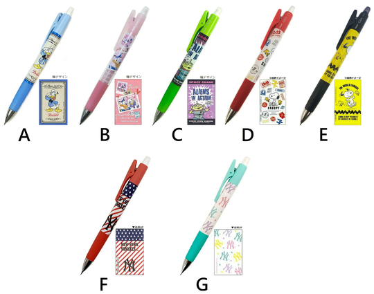 Pilot Opt. Shaker 0.5mm Mechanical Pencil Toy Story Aliens Donald Duck Daisy Snoopy Woodstock New York Yankees Japan
