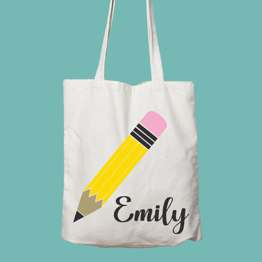 Teacher Pencil Tote Bag, Book Lover, Shoulder Kindergarten Bag, Custom Personalized Gifts, Totes