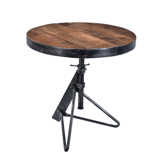 Somette Adjustable Round Accent Table, Braden Natural & Restoration - 24"L x 24"W x 29.5"H