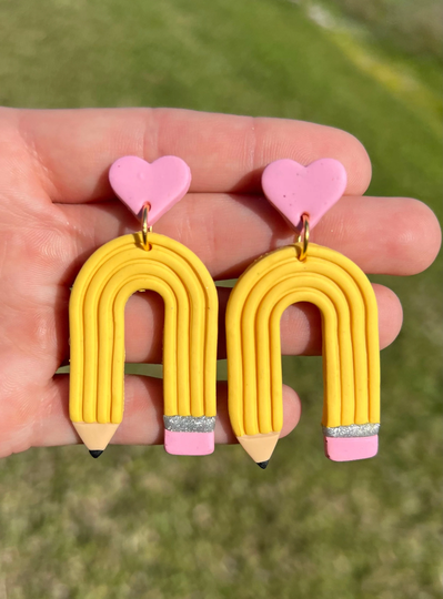 Pencil Earrings/Teacher Polymer Clay Earrings/ Appreciation Gifts Back To School First Year
