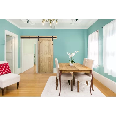 Paneled Wood and Unfinished Barn Door with Installation Hardware Kit