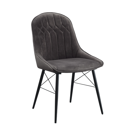 Minimalist Design Modern Elegant Side Chair with Black Tapered Legs and Channel-Tufted Backrests