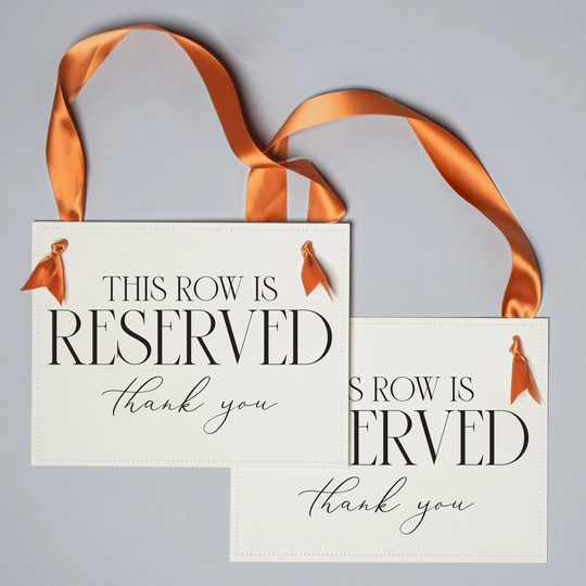 2 Reserved Signs For Wedding Chairs Or Church Pews "This Row Is Thank You" | Event Seating Accessories 3063