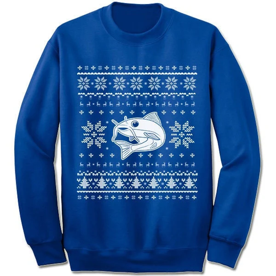 Catfish Christmas Sweater Sweatshirt. Ugly Xmas Sweater. Fish Owner Pet
