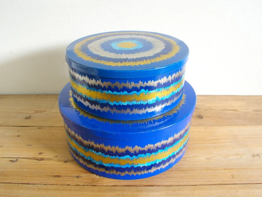 Vintage Cookie Tin Ira Blue Retro, Kitchen Storage Container, Anita Wangel, Metal Box, 70S Danish Design, Flowers Gold Desk Organizer
