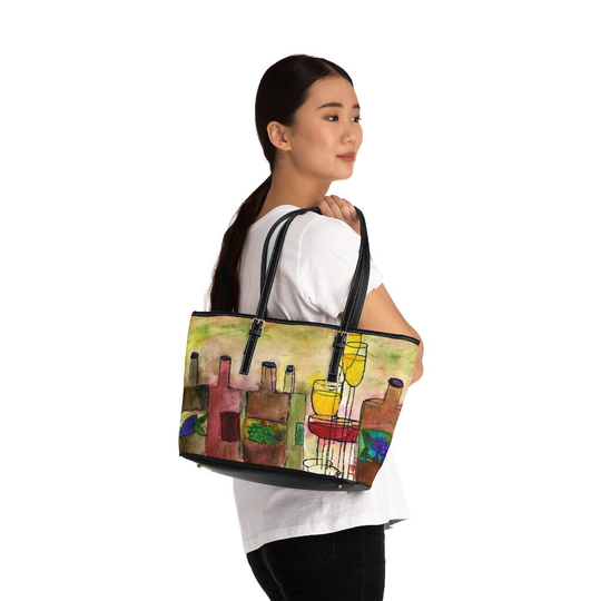 Tuscany Wine Tote Pu Leather Shoulder Bag With My Art.wine Design Art Bag Purse Shoulder Bag.mothers Day Gift & More