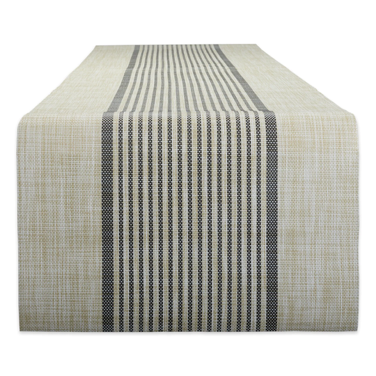 DII French Blue Middle Stripe PVC Woven Table Runner 14x72