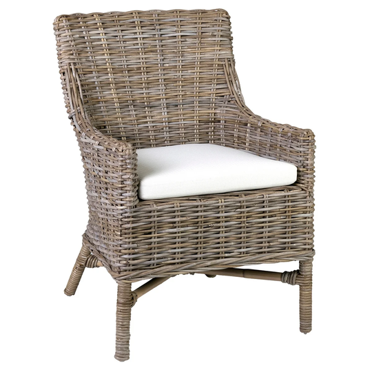 Grey Washed Rattan Living Room Chair - 23.5"x26.5"x35"