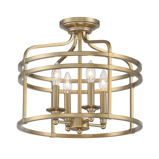 Minka-Lavery Covent Park 4-Light Semi-Flush Ceiling Light-Traditional, Brushed Honey Gold Finish - Brushed Honey Gold