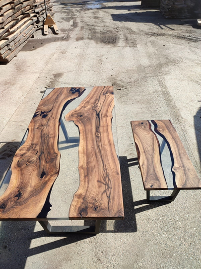 Dark Walnut Wood Clear Epoxy Table & Coffee For Australia