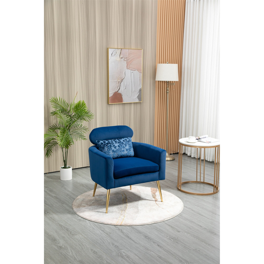 Velvet Accent Chair Living Room Armchair Lounge Chair, Navy