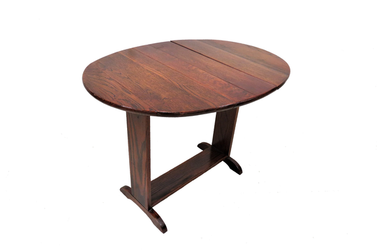 Small Side Table | Antique English Dark Oak Drop Leaf Swivel Top Or Accent