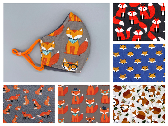 Fox Face Mask - Adult, Child, Kid, School, Adjustable, Nose Wire, Cotton, Washable, Handmade, Reusable