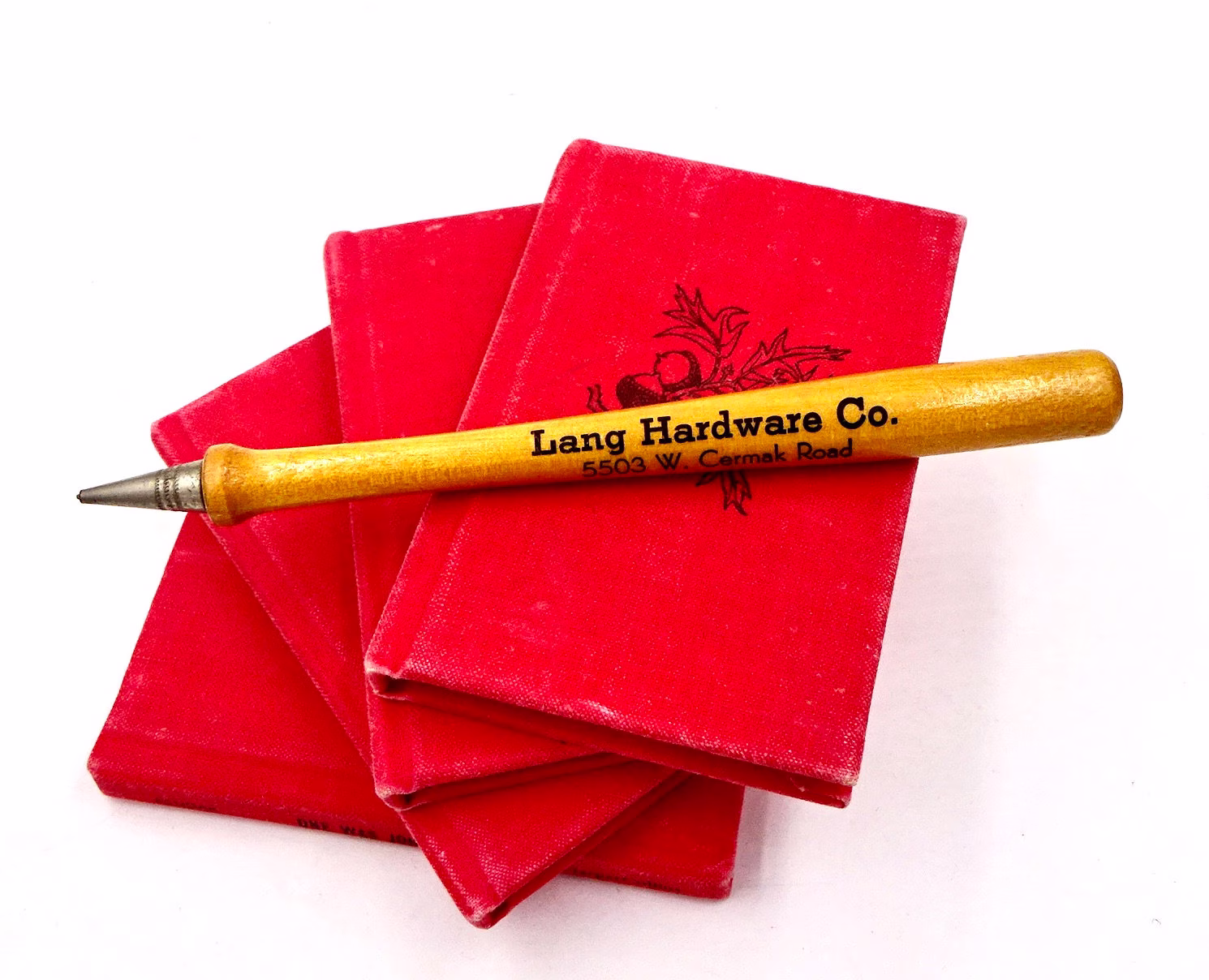 Vintage Advertising Pencil Lang Hardware Co. Cicero, Illinois Wooden Baseball Bat Mechanical Lead Pencil