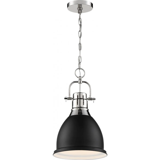 Watson 1-Light Pendant Fixture Polished Nickel Finish with Matte Black Shade