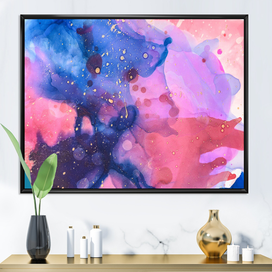 Designart 'Colored Splashes Inks Abstract' Abstract Framed Canvas Art Print