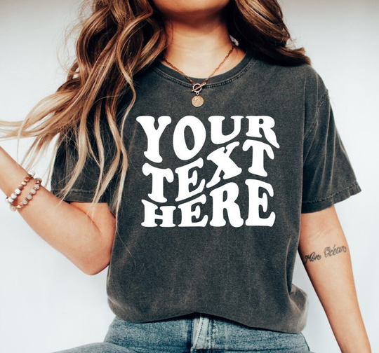 Custom Comfort Colors Shirt, Shirt With Wavy Text, Women's Shirts Sayings, For Women, Personalized T-Shirt, Retro